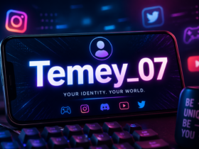 Digital username temey_07 displayed on a smartphone screen representing online identity and social media branding