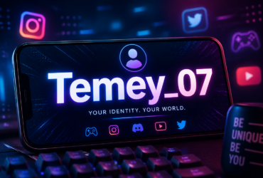 Digital username temey_07 displayed on a smartphone screen representing online identity and social media branding