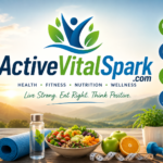 ActiveVitalSpark.com wellness and fitness banner featuring healthy lifestyle elements, exercise, nutrition, and mental wellness concepts.